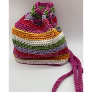 The Sak Crochet Craze Textile‎ Backpack Striped Rainbow